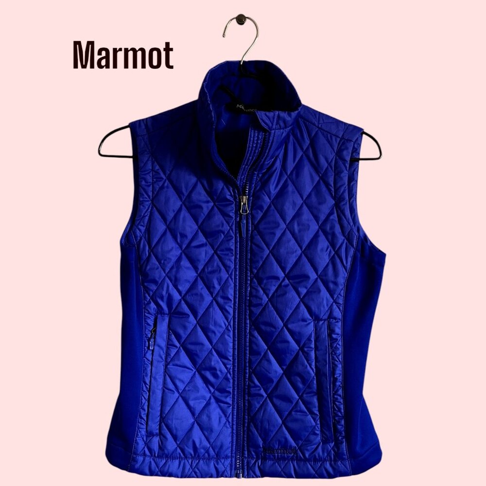 Marmot Puffer Quilted Vest Women's XS Royal Blue Full Zip NWOT Outdoor